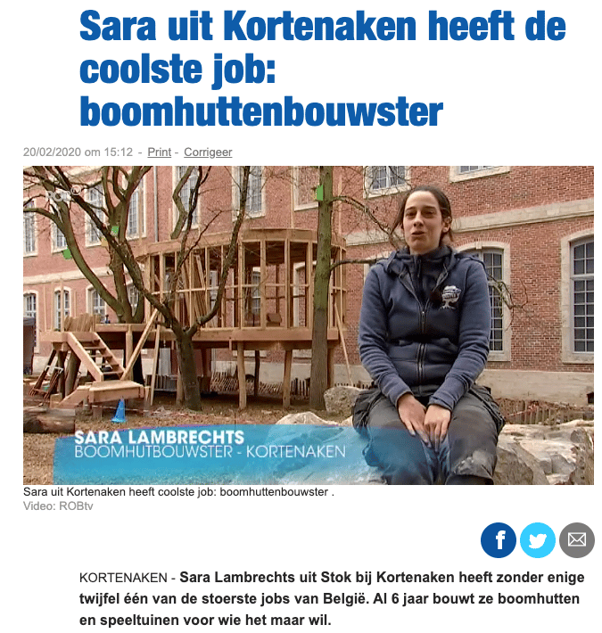 Boomhutbouwster Nieuwsblad